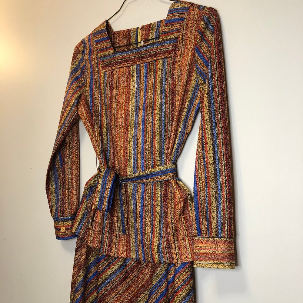 1970s Vintage Speckled Stripe Two Piece Set